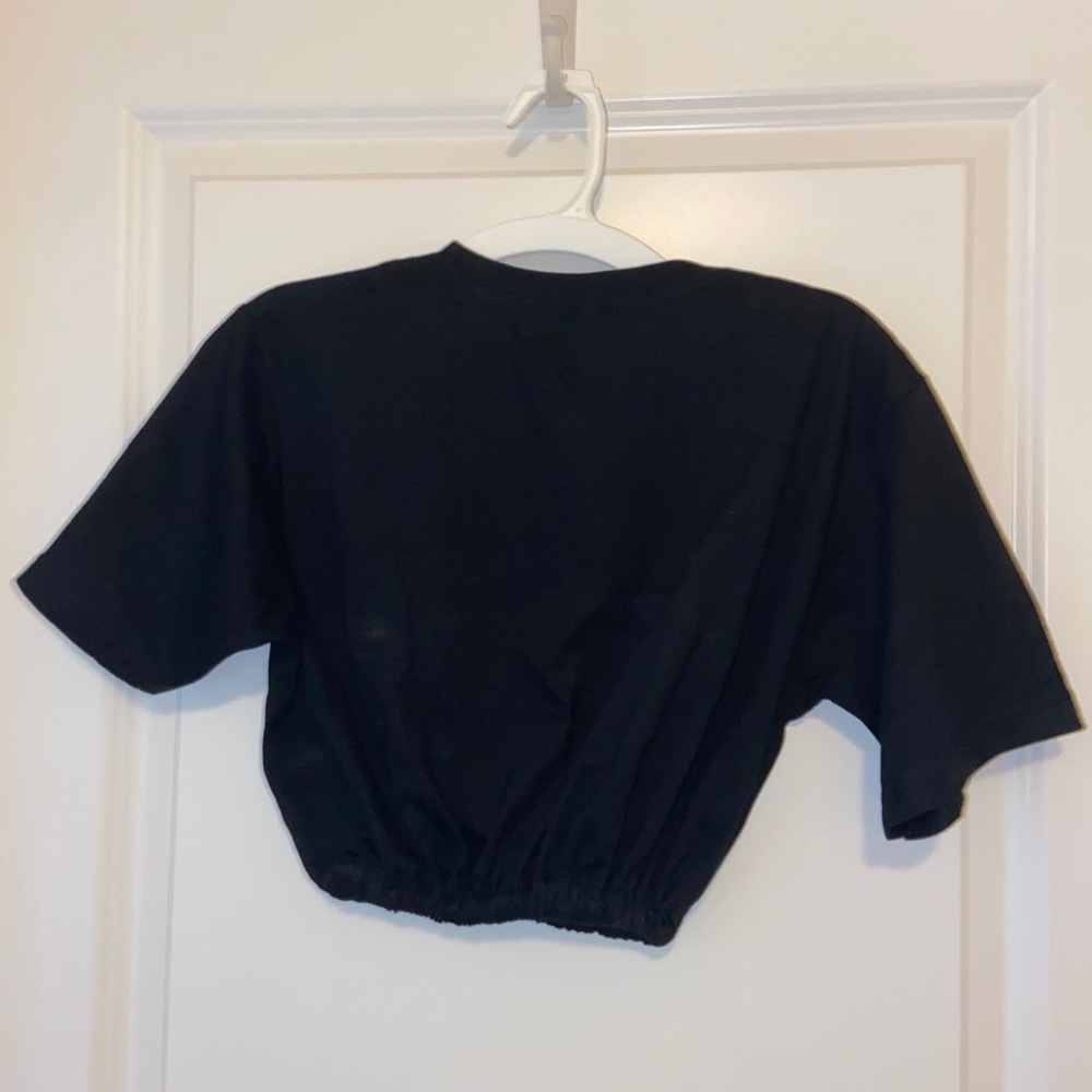 Black crop top with elastic waist band